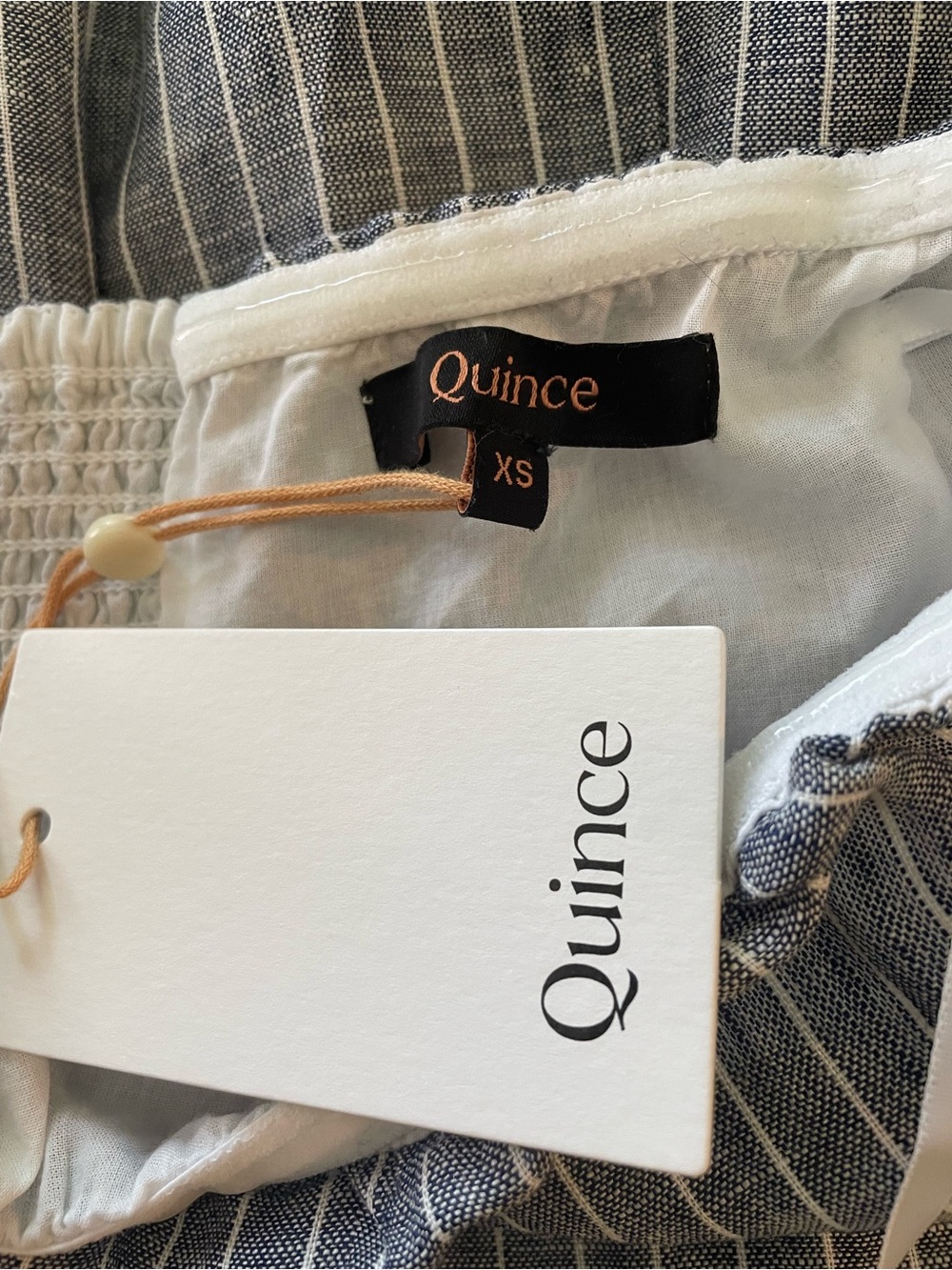 Quince 100% European Linen Strapless Maxi Dress Chambray Stripe XS NWT - Picture 7 of 10